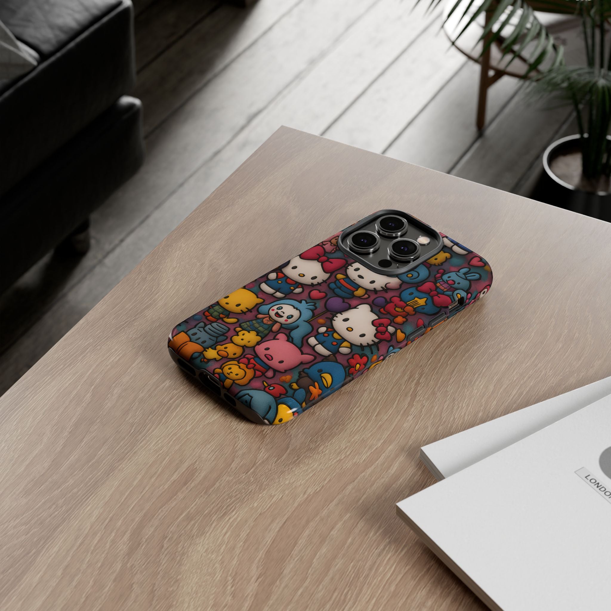 Cute Kawaii Cartoon Phone CaseColorful Hello Kitty Style Collage Cover for iPhone & Samsung