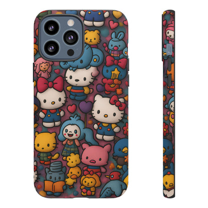 Cute Kawaii Cartoon Phone CaseColorful Hello Kitty Style Collage Cover for iPhone & Samsung