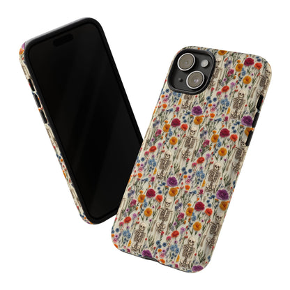 Skeleton Floral Phone Case – Gothic Vintage Botanical Skull Cover for iPhone, Samsung & Pixel Models