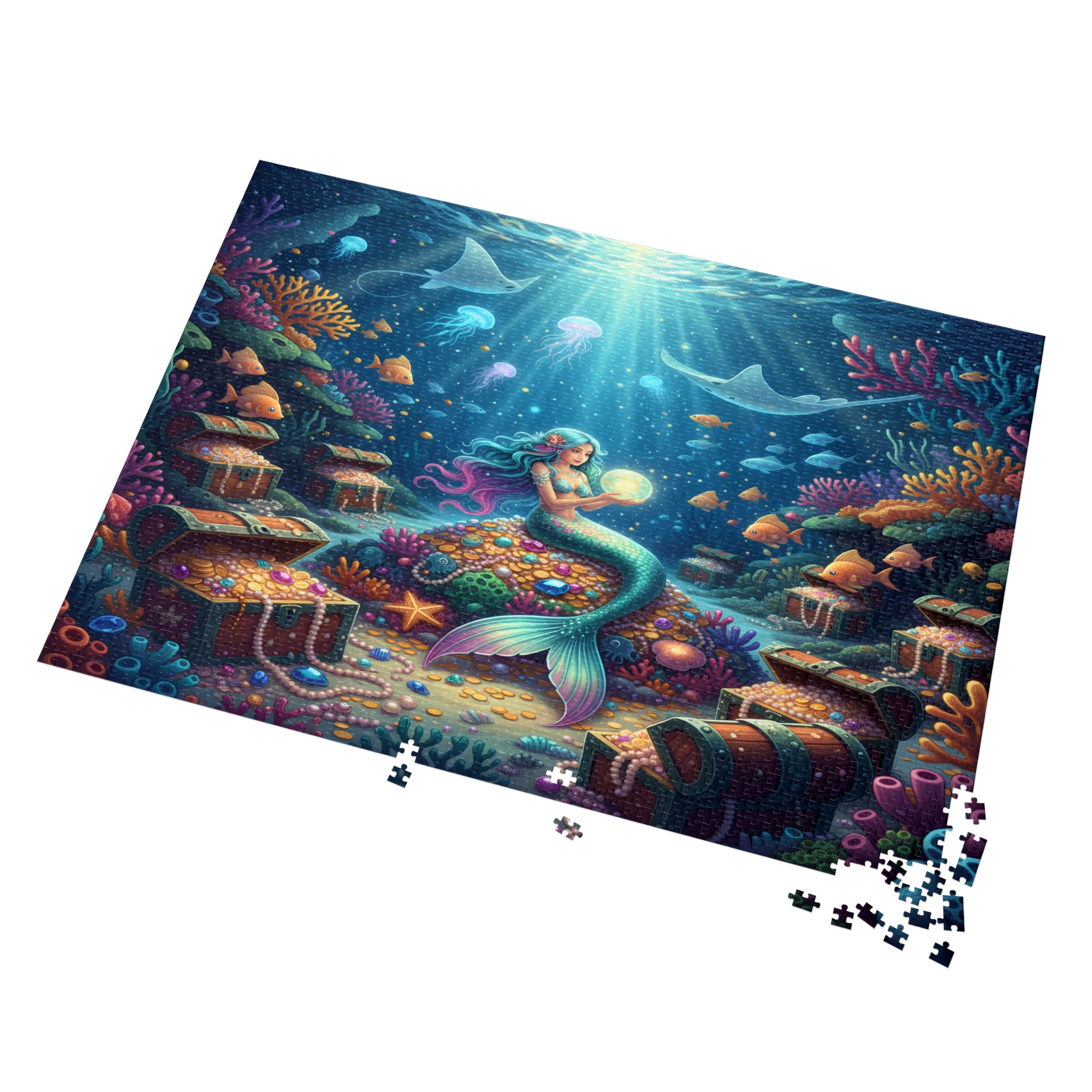 mystical mermaid themed jigsaw, relaxing under the sea puzzle