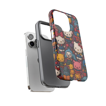 Cute Kawaii Cartoon Phone CaseColorful Hello Kitty Style Collage Cover for iPhone & Samsung