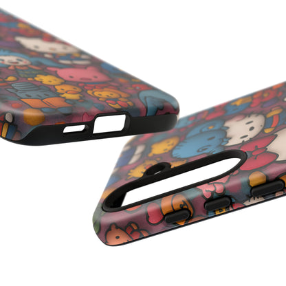 Cute Kawaii Cartoon Phone CaseColorful Hello Kitty Style Collage Cover for iPhone & Samsung