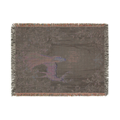 Enchanted Forest Woven Throw Blanket | Mystical Deer & Maiden Fairytale Tapestry Woodland Decor