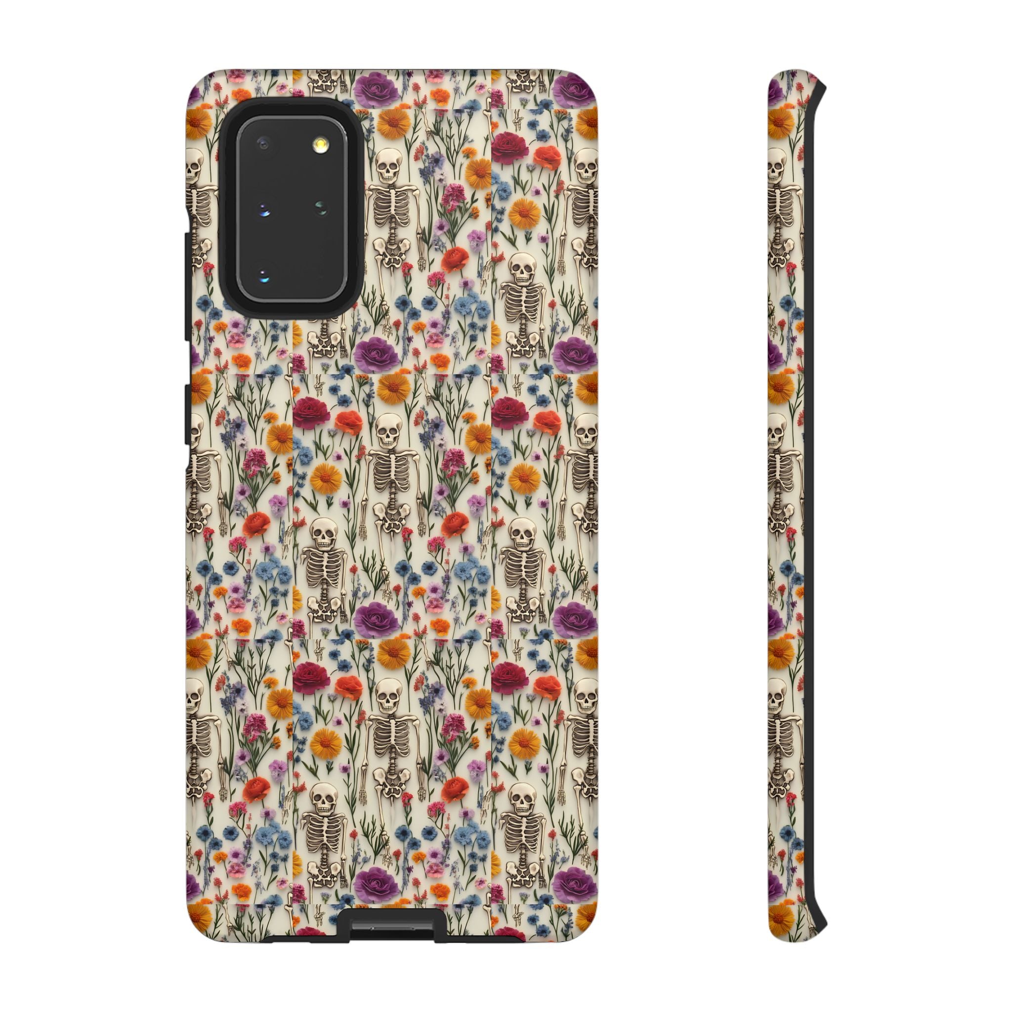 Skeleton Floral Phone Case – Gothic Vintage Botanical Skull Cover for iPhone, Samsung & Pixel Models