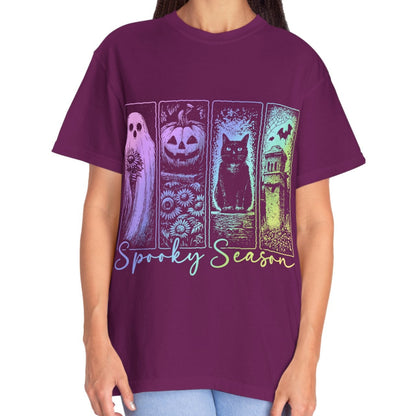 Spooky Season Halloween Shirt for Women Ghost Cat Pumpkin Tee – Cute Fall Aesthetic Witchy Graphic T-Shirt