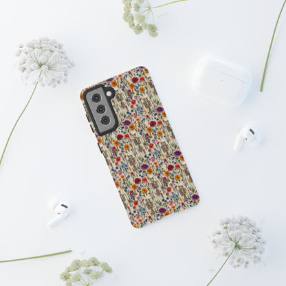 Skeleton Floral Phone Case – Gothic Vintage Botanical Skull Cover for iPhone, Samsung & Pixel Models