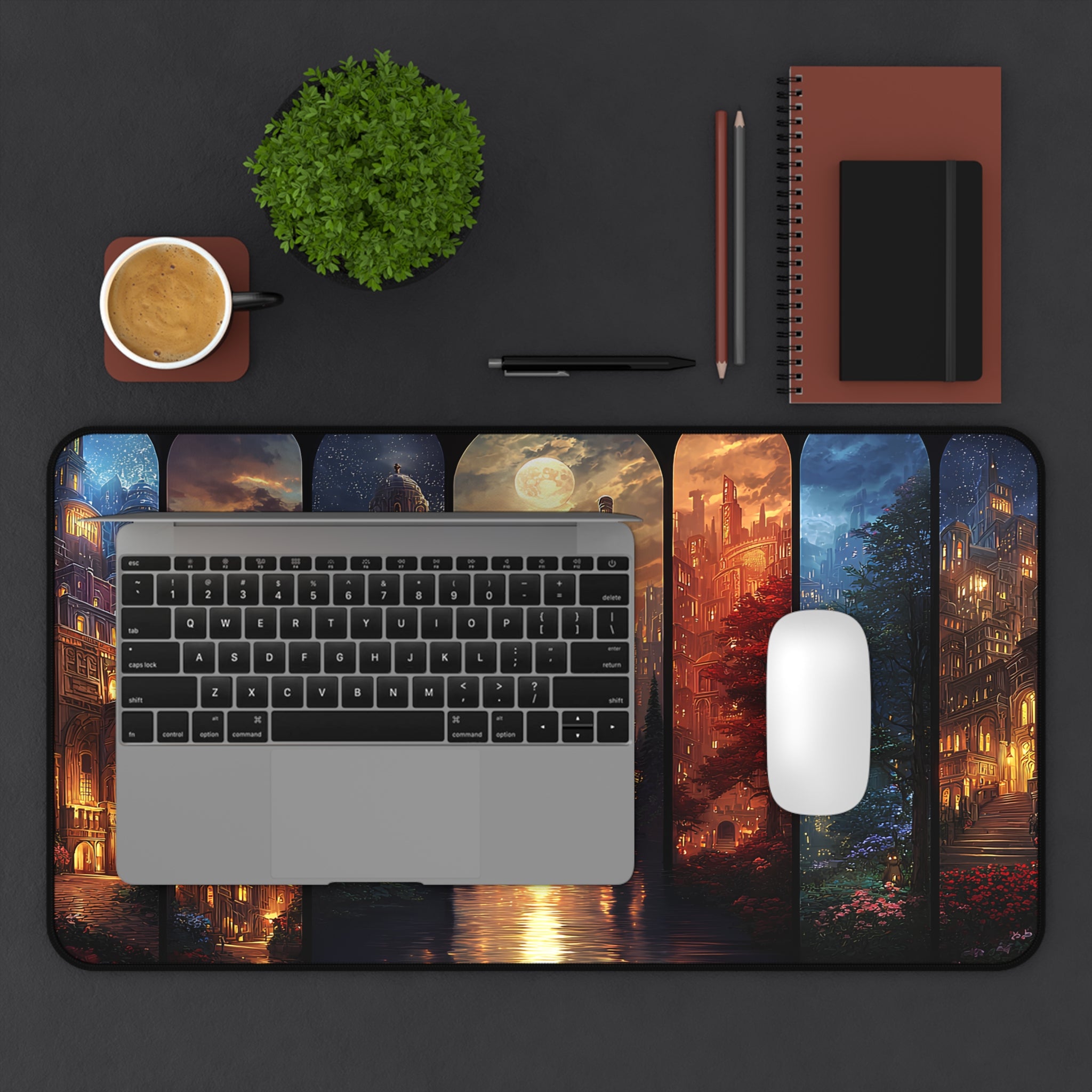 Crescent City large desk mat for book lovers, dreamy fantasy gaming mouse pad for home office