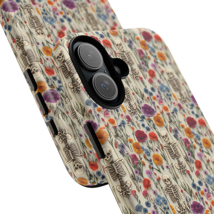 Skeleton Floral Phone Case – Gothic Vintage Botanical Skull Cover for iPhone, Samsung & Pixel Models