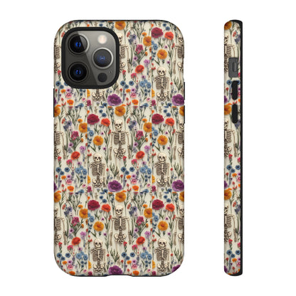 Skeleton Floral Phone Case – Gothic Vintage Botanical Skull Cover for iPhone, Samsung & Pixel Models
