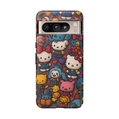 Cute Kawaii Cartoon Phone CaseColorful Hello Kitty Style Collage Cover for iPhone & Samsung