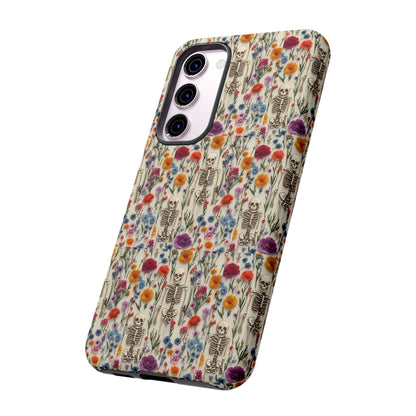 Skeleton Floral Phone Case – Gothic Vintage Botanical Skull Cover for iPhone, Samsung & Pixel Models