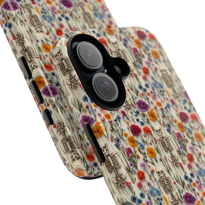 Skeleton Floral Phone Case – Gothic Vintage Botanical Skull Cover for iPhone, Samsung & Pixel Models