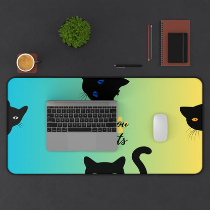 oversized desk protector mat with cats for home office