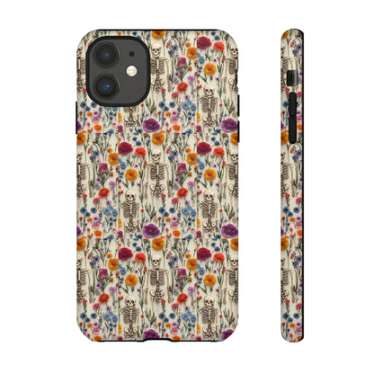 Skeleton Floral Phone Case – Gothic Vintage Botanical Skull Cover for iPhone, Samsung & Pixel Models