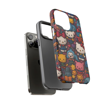 Cute Kawaii Cartoon Phone CaseColorful Hello Kitty Style Collage Cover for iPhone & Samsung