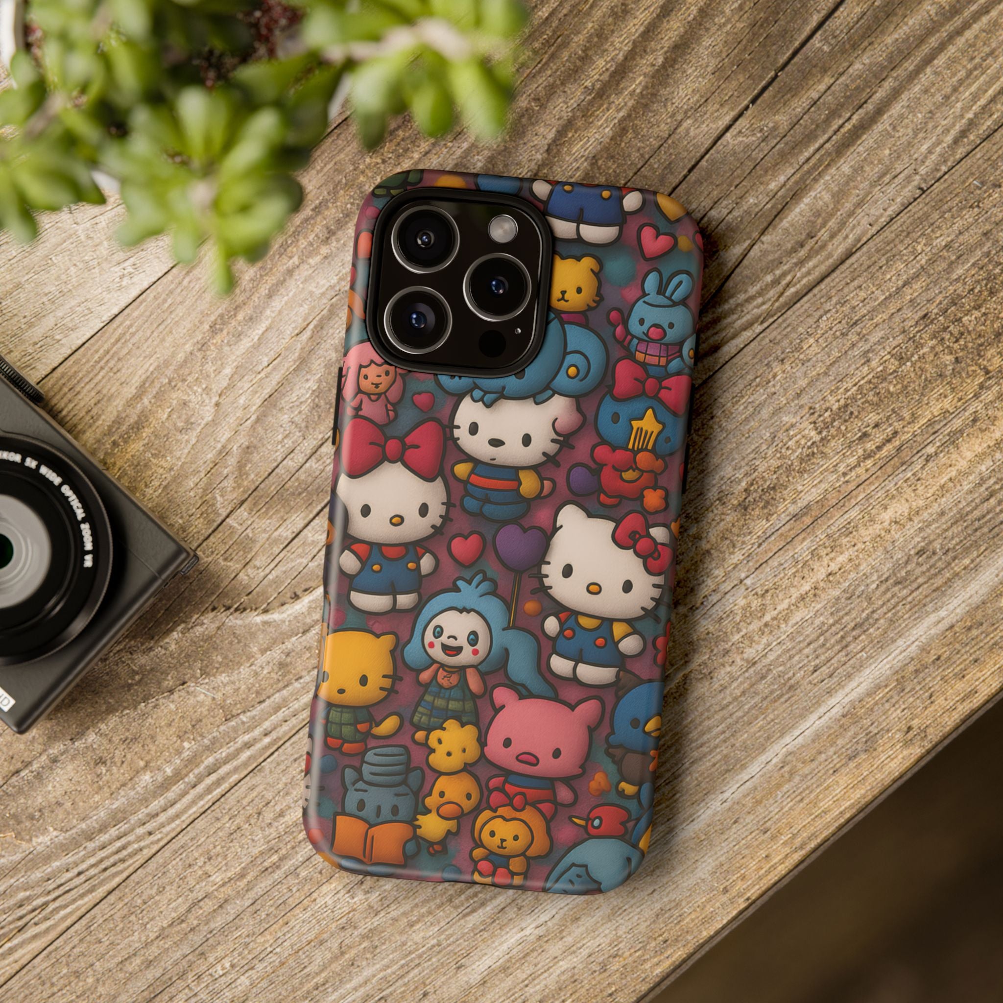 Cute Kawaii Cartoon Phone CaseColorful Hello Kitty Style Collage Cover for iPhone & Samsung