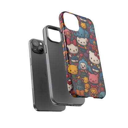 Cute Kawaii Cartoon Phone CaseColorful Hello Kitty Style Collage Cover for iPhone & Samsung