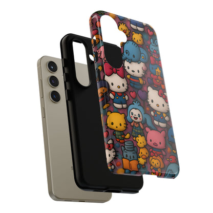 Cute Kawaii Cartoon Phone CaseColorful Hello Kitty Style Collage Cover for iPhone & Samsung