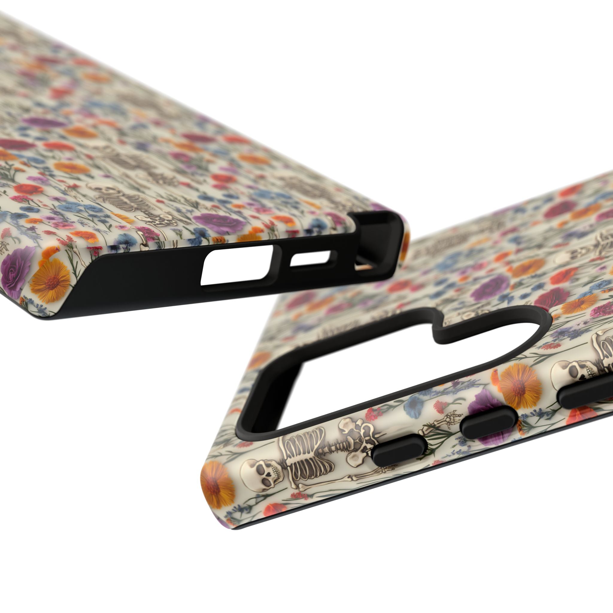 Skeleton Floral Phone Case – Gothic Vintage Botanical Skull Cover for iPhone, Samsung & Pixel Models