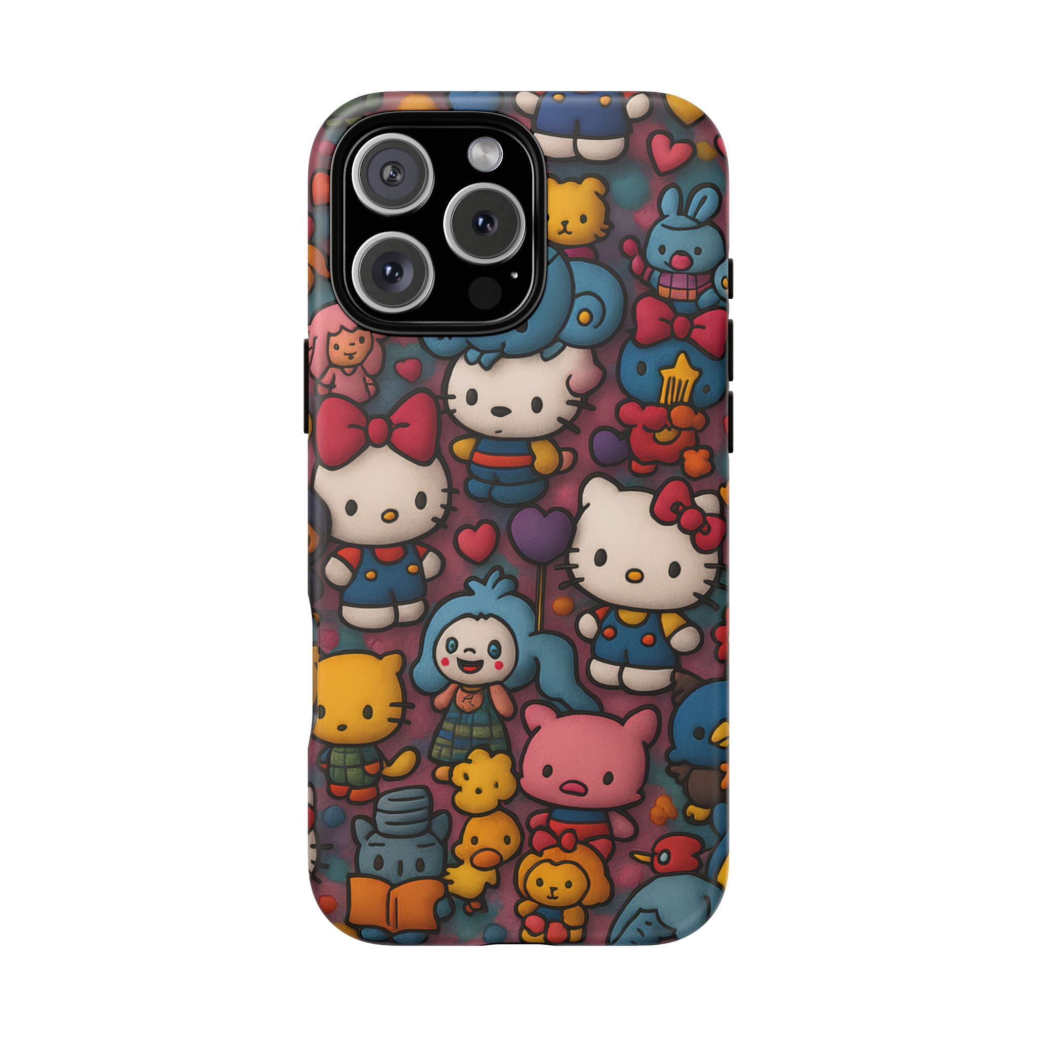 Cute Kawaii Cartoon Phone CaseColorful Hello Kitty Style Collage Cover for iPhone & Samsung