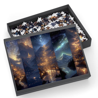 ACOTAR Velaris City of Starlight puzzle artwork, fantasy starlit city puzzle glowing skyline