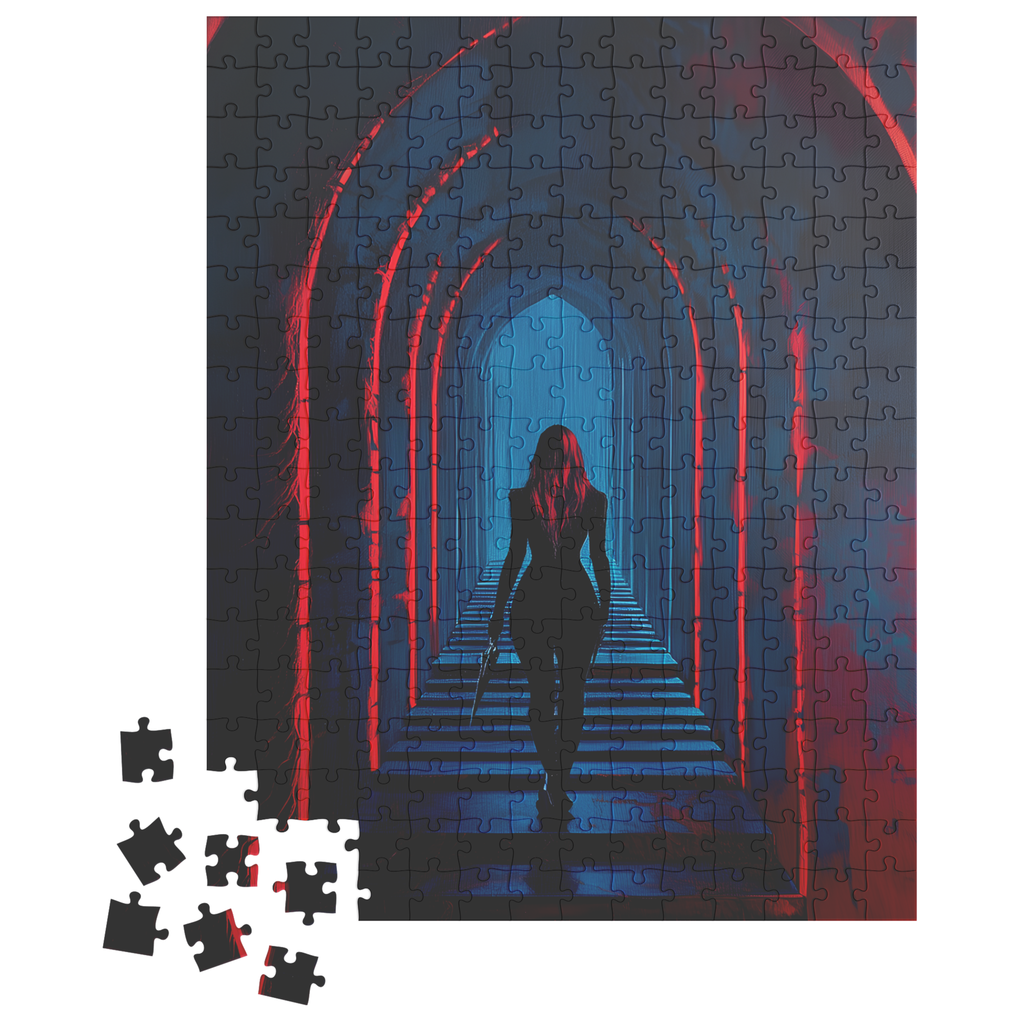 Mystery Woman Gothic Hallway Jigsaw Puzzle Dark Fantasy Aesthetic Puzzle for Adults & Gifts