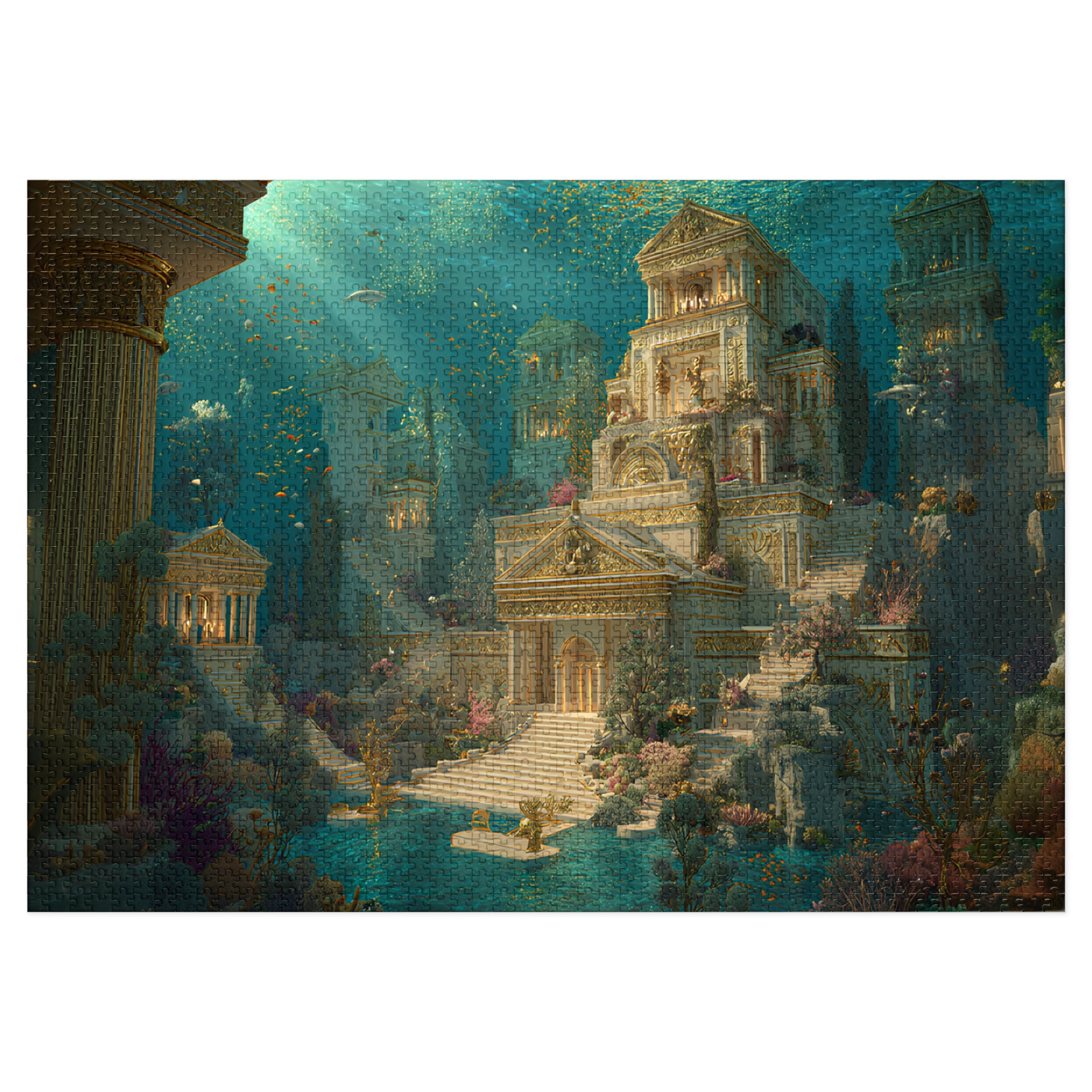 The Lost City of Atlantis Jigsaw Puzzle | Ocean Fantasy Art, Coral Reef & Underwater City Puzzle Gift