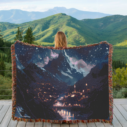 Fantasy nightscape woven throw blanket for ACOTAR lovers and dreamers