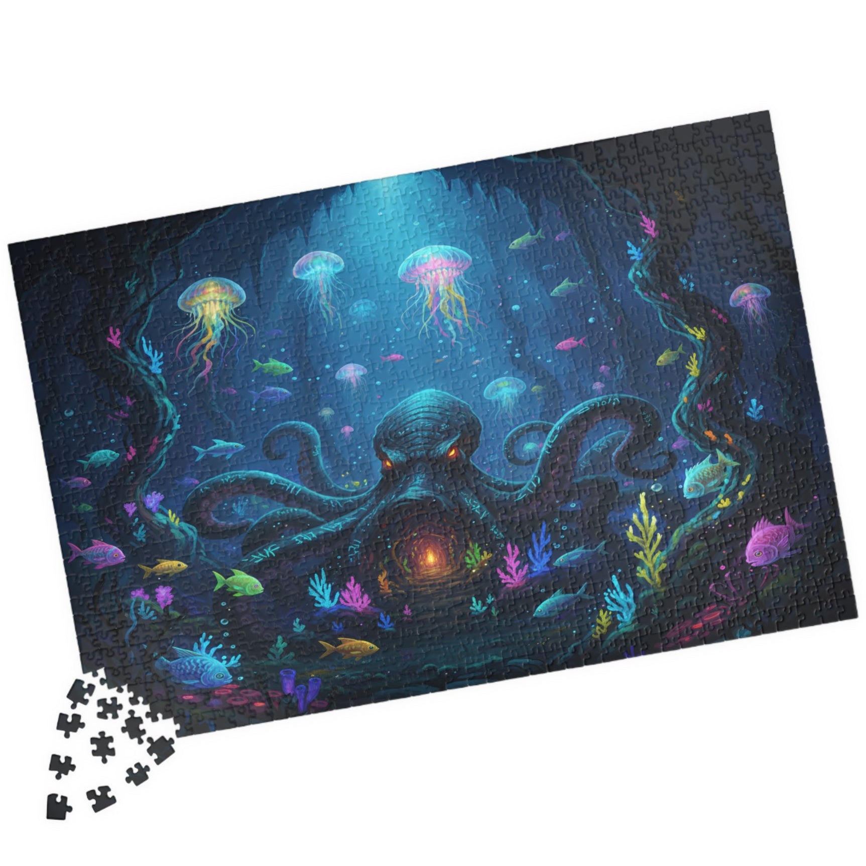 deep sea creature puzzle, vibrant coral reef jigsaw puzzle