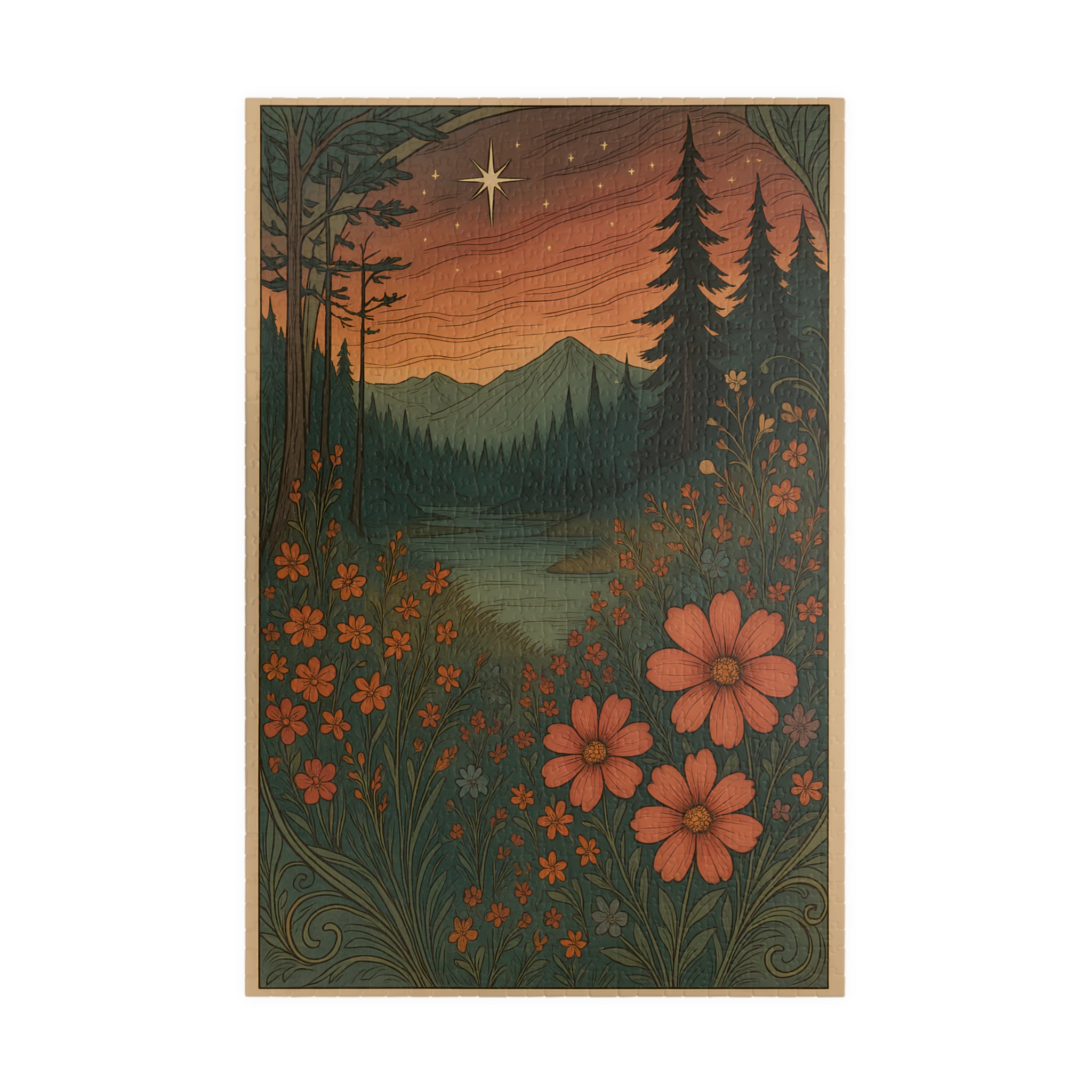 Colorful Wildflower Mountain Sunset Puzzle | Scenic Nature Landscape Jigsaw for Adults Giftx