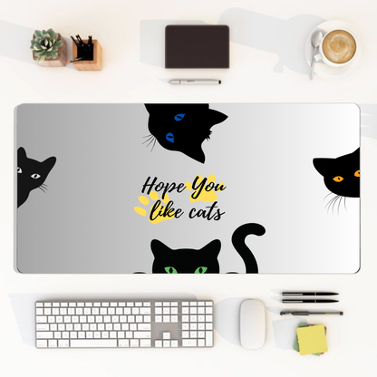 Cat Lovers Desk Mat | Large Gaming Mouse Pad with Cute Black Cat Design | Giftable Office Accessory