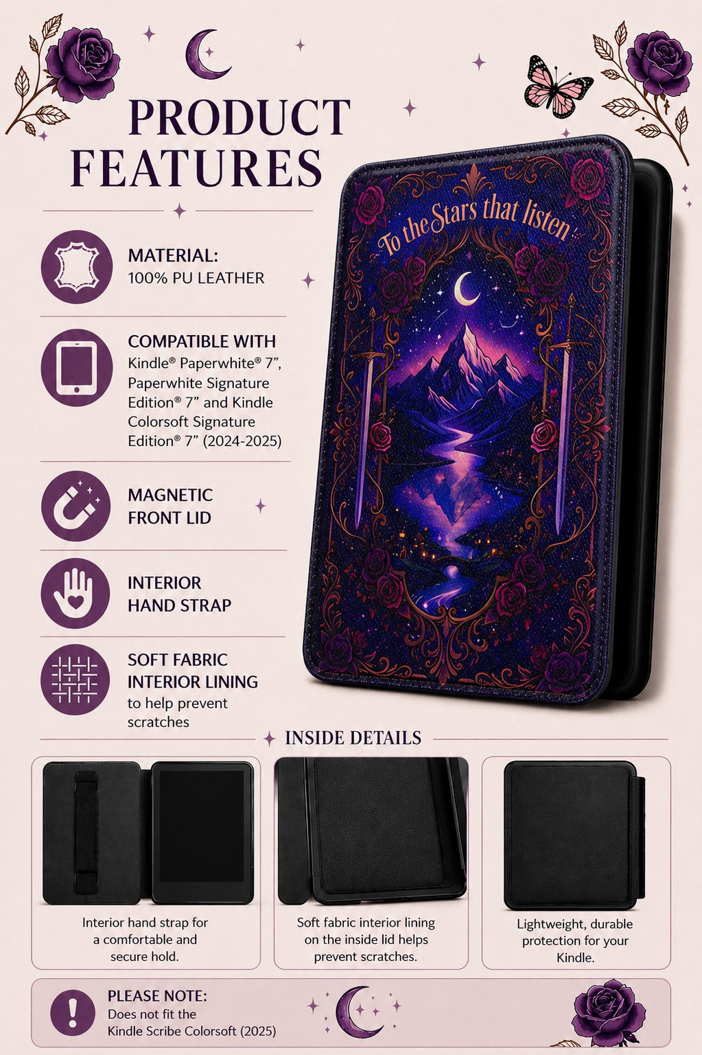 Carry Velaris With You Night Court Inspired Starlit Kindle Case, Paperwhite & Colorsoft