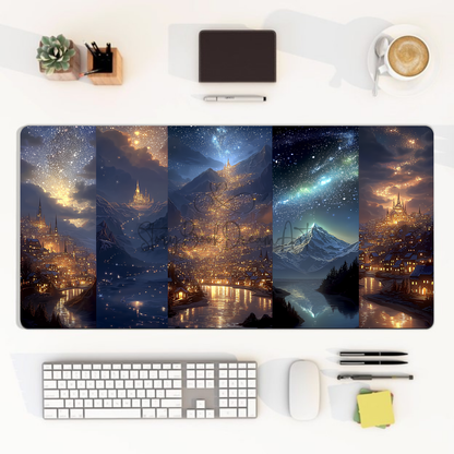 Scenes of Velaris Desk Mat | Fantasy Starry City Nightscape Gaming Mouse Pad Bookish Desk Decor