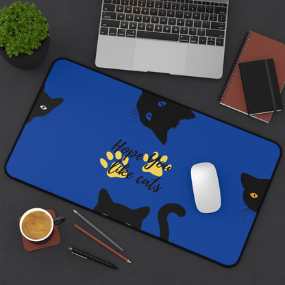 durable neoprene blue desk protector mat with cats