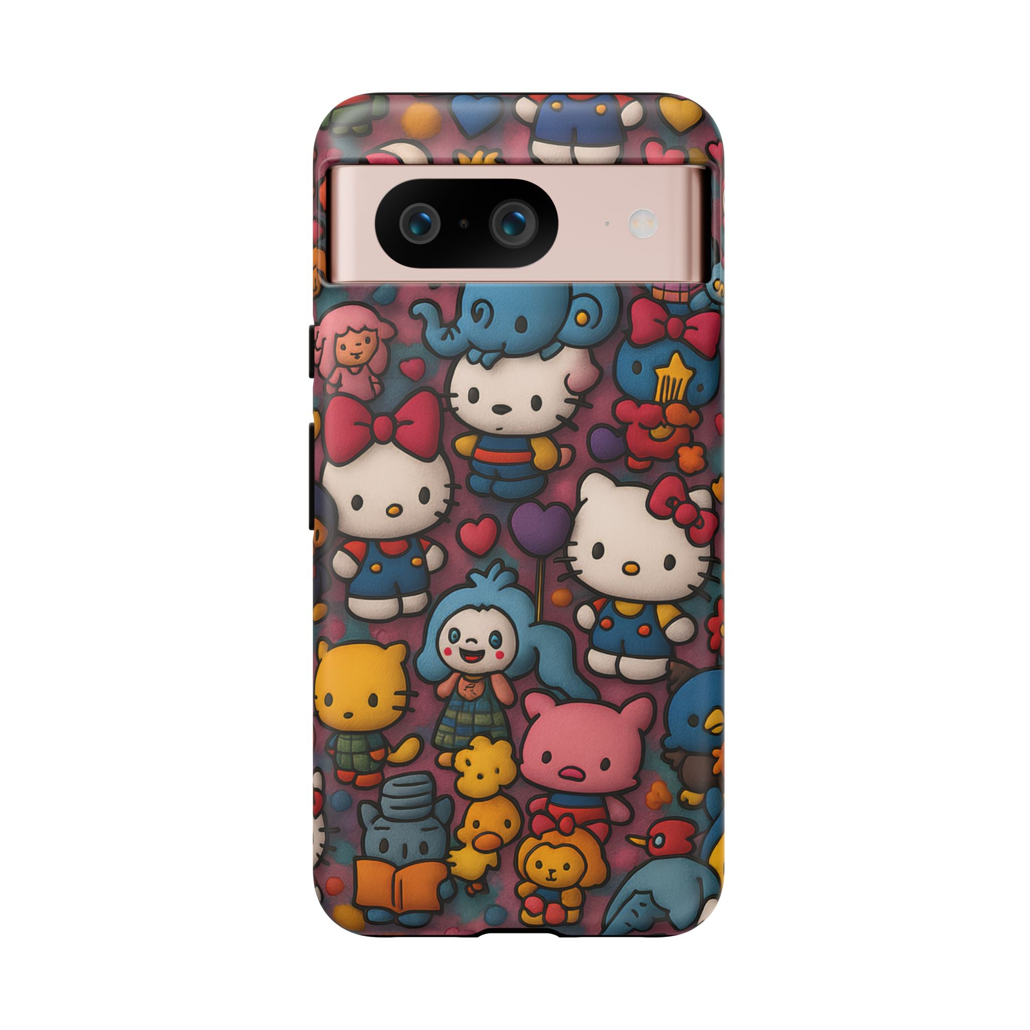 Cute Kawaii Cartoon Phone CaseColorful Hello Kitty Style Collage Cover for iPhone & Samsung