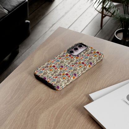 Skeleton Floral Phone Case – Gothic Vintage Botanical Skull Cover for iPhone, Samsung & Pixel Models