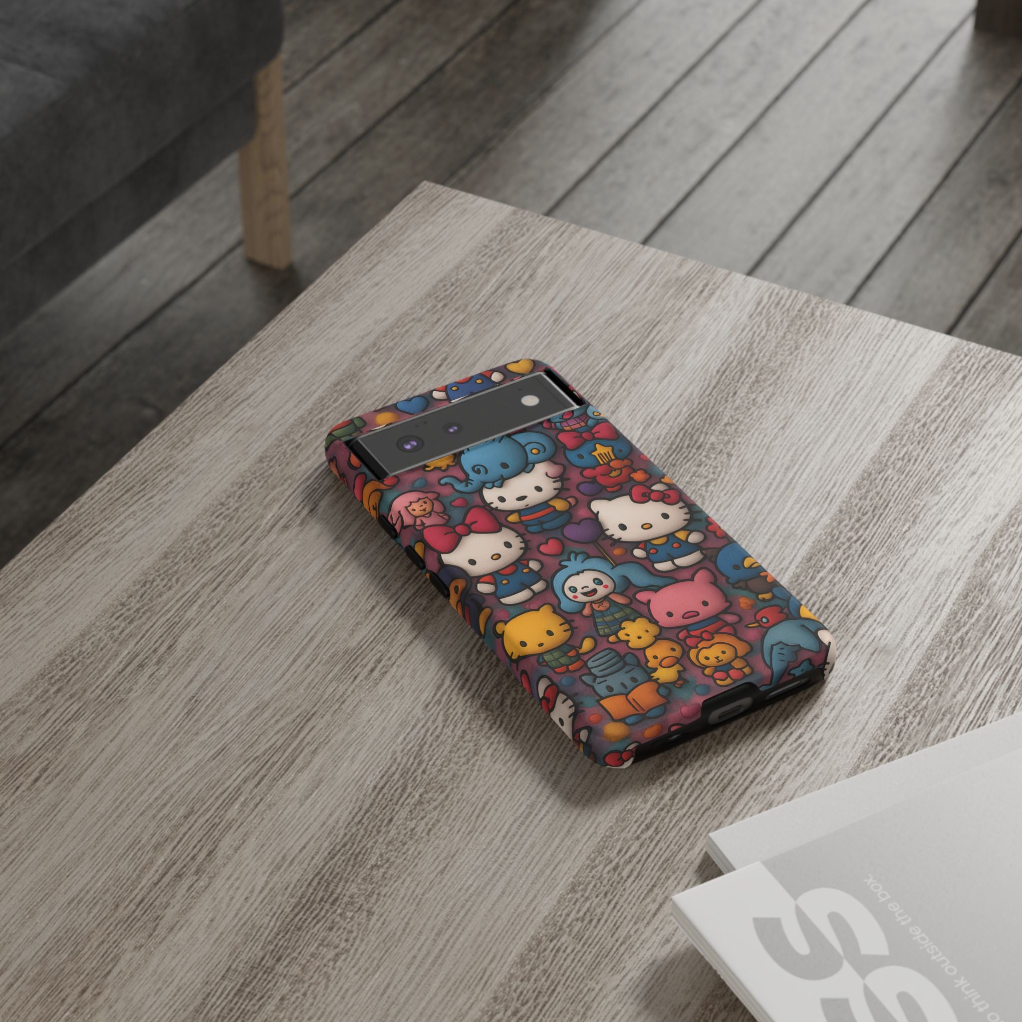 Cute Kawaii Cartoon Phone CaseColorful Hello Kitty Style Collage Cover for iPhone & Samsung