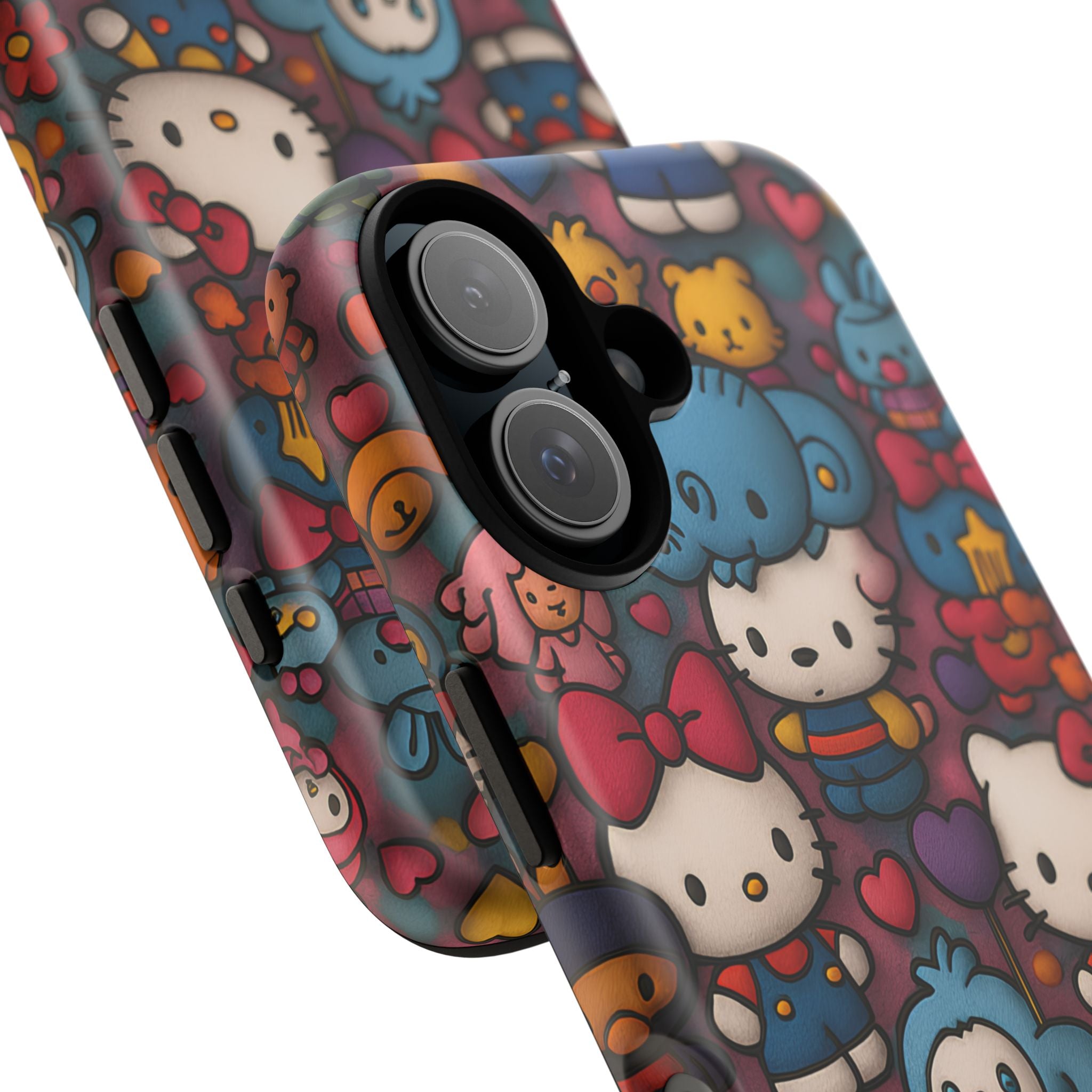 Cute Kawaii Cartoon Phone CaseColorful Hello Kitty Style Collage Cover for iPhone & Samsung