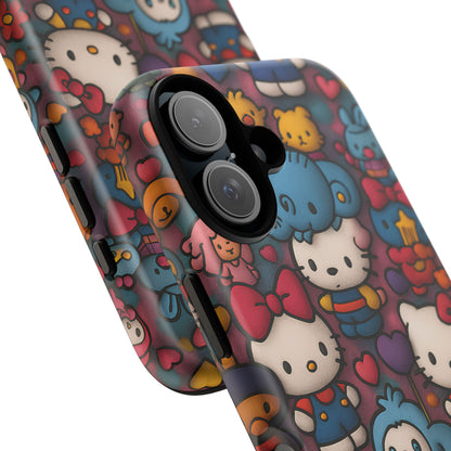 Cute Kawaii Cartoon Phone CaseColorful Hello Kitty Style Collage Cover for iPhone & Samsung