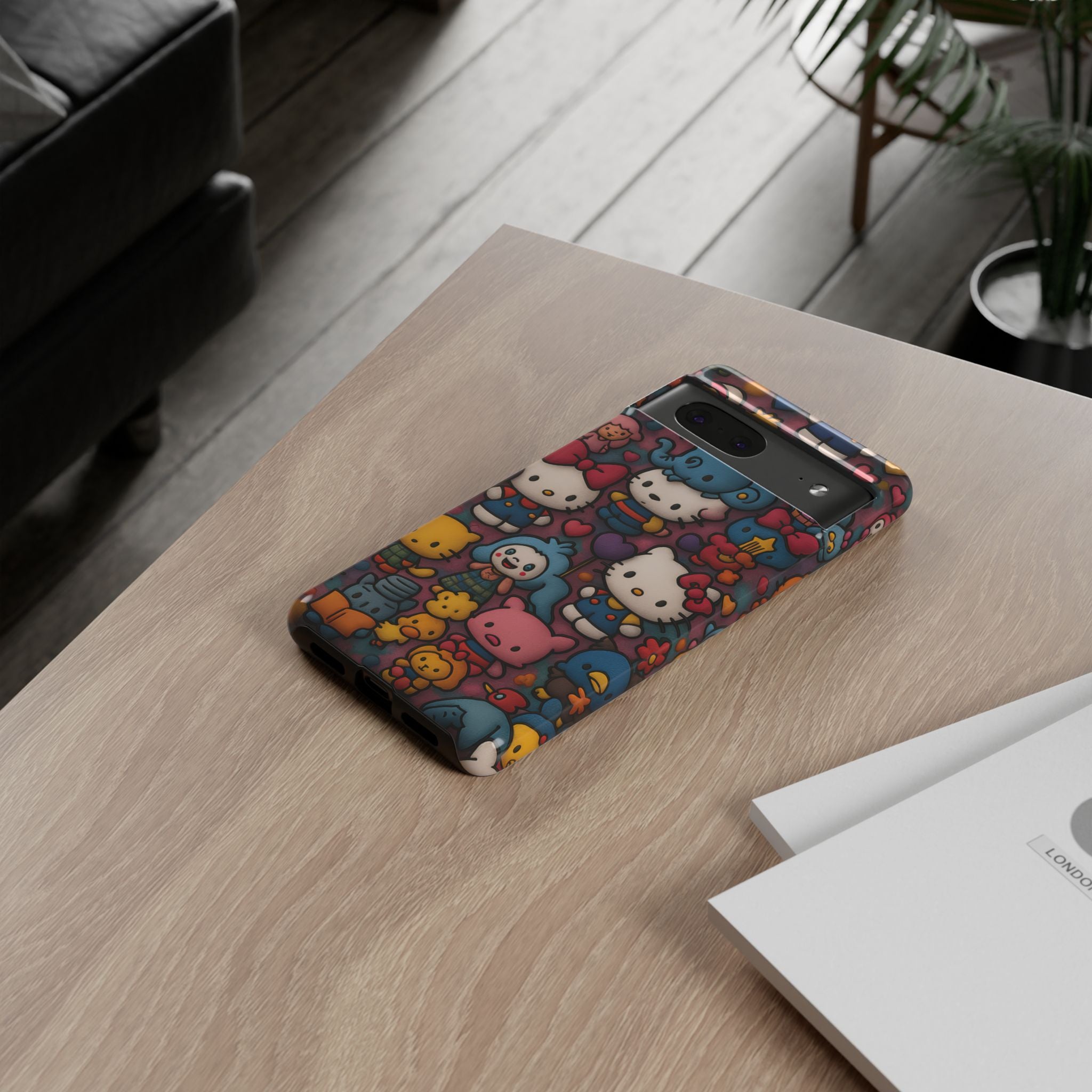 Cute Kawaii Cartoon Phone CaseColorful Hello Kitty Style Collage Cover for iPhone & Samsung