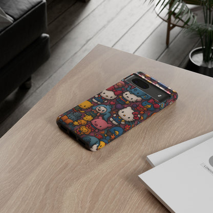 Cute Kawaii Cartoon Phone CaseColorful Hello Kitty Style Collage Cover for iPhone & Samsung
