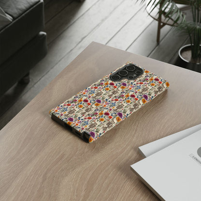Skeleton Floral Phone Case – Gothic Vintage Botanical Skull Cover for iPhone, Samsung & Pixel Models