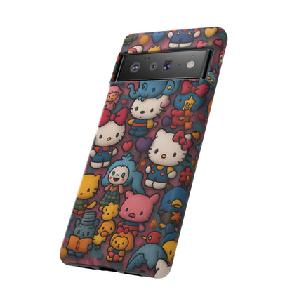 Cute Kawaii Cartoon Phone CaseColorful Hello Kitty Style Collage Cover for iPhone & Samsung