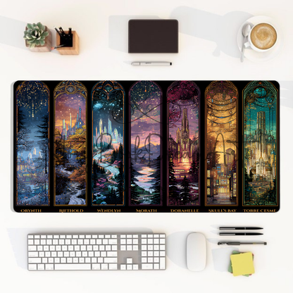 Scenes of Throne Fantasy Desk Mat | Book Lover Mouse Pad | Cozy Book Nook Gift | Aesthetic Office Decor for Readers