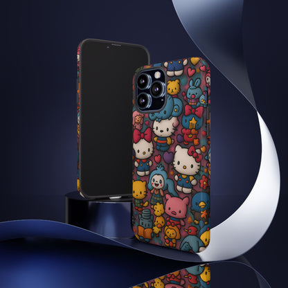 Cute Kawaii Cartoon Phone CaseColorful Hello Kitty Style Collage Cover for iPhone & Samsung