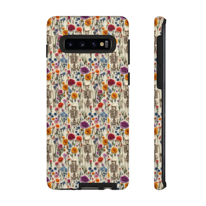 Skeleton Floral Phone Case – Gothic Vintage Botanical Skull Cover for iPhone, Samsung & Pixel Models