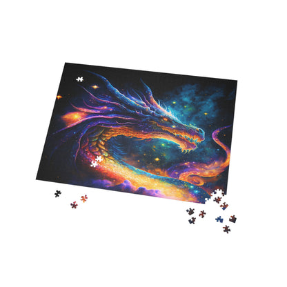 Cosmic Dragon Jigsaw Puzzle  Vibrant Galaxy Fantasy Art for Adults, Mystical Dragon Lover Gift