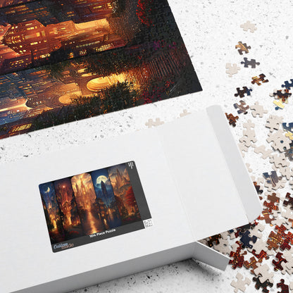 Scenes of Crescent City Fantasy Puzzle | Mystical Skyline Jigsaw with Moonlit Towers & River Lights