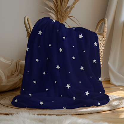 Starry Night Sky Microfiber Blanket | Cozy Navy Celestial Throw for Bedroom or Reading Nook