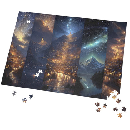 whimsical night sky jigsaw puzzle artwork, Velaris City jigsaw puzzle for ACOTAR fans